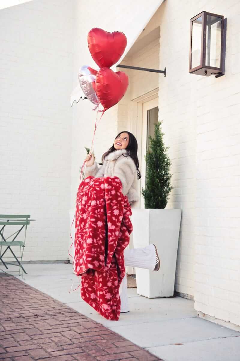 Lush Red Floral Blanket