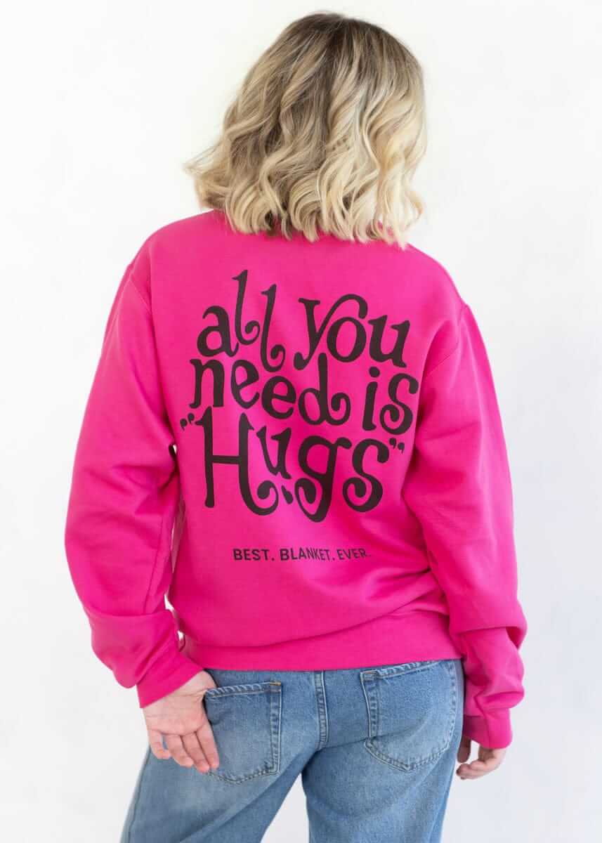 Minky Couture Sweatshirt - Hugs Hot Pink